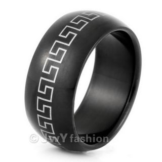 Black Stainless Steel Greek Mens Ring Band VE151 Sz8 12