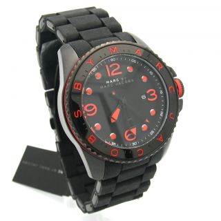 Marc Jacobs Black Stainless Steel Rubber Mens Diver Dive Sport Watch
