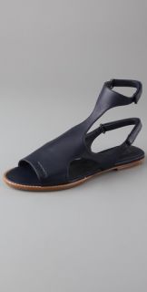 Jil Sander Navy Flat T Strap Sandals