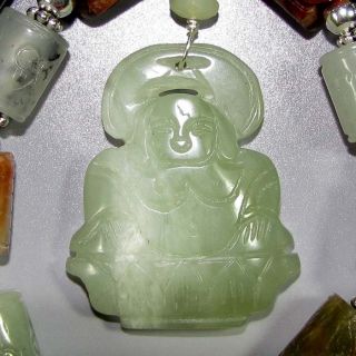  Jade Buddha Pendant on Jade and Silver Handcrafted Necklace