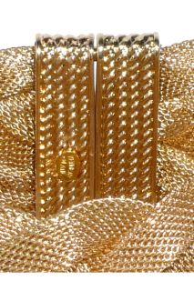 Kenneth Jay Lane New KJL Gold Braided Mesh Cuff Bracelet