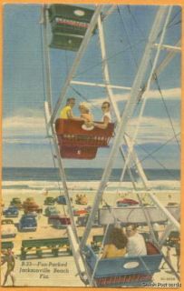 Jacksonville Beach FL Ferris Wheel Curt Teich 2050