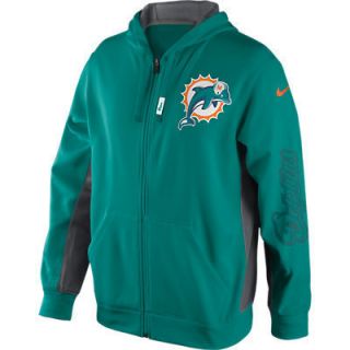 Miami Dolphins XL Aqua KO Full Zip Hoody Hooded Sweatshirt