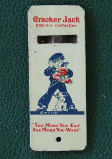 Vintage Cracker Jack Tin Litho Whistle w Jack Bingo 1930s EXC Cond