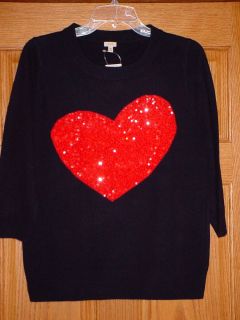 NWT J Crew Factory Holiday 2012 Sequin Heart Intarsia Charley Sweater