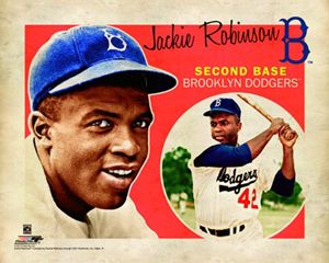 Jackie Robinson RETRO SUPERCARD 1950s Style Brooklyn Dodgers Poster