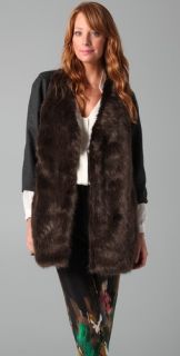 Tibi Convertible Faux Fur Coat / Vest