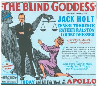 The Blind Goddess Jack Holt 1926 Vintage Movie Poster
