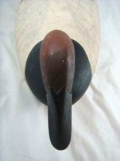 Wooden Antique Carved Decoy Duck Canvasback Hand Painted Red Circles