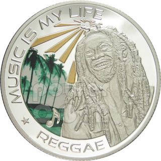 Music Is My Life Reggae Bob Marley Coin 1$ Fiji 2012