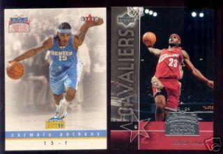 Lebron James rookie Cavaliers Carmelo Anthony RC Nuggets both 1 Day