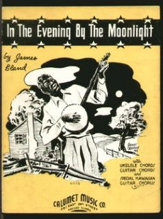 In The Evening by The Moonlight 1936 Black Americana Vintage Sheet