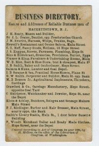 Hackettstown NJ James B Smith Baker & Confectioner Business Directory