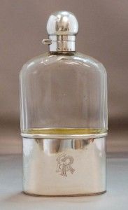  STERLING SILVER AND CUT CRYSTAL BRANDY BOTTLE BY Charles James Fox