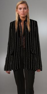 Alexander Wang Collarless Velvet Blazer with Pearl Embroidery