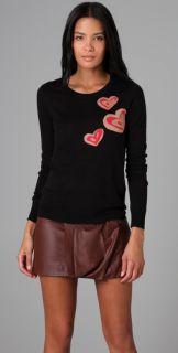 DKNY Crew Neck Pullover Sweater with Hearts