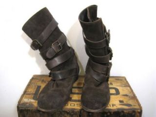 by Hudson Anthropologie Brown Leather Slouchy Buckle Boots Shoes