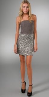 alice + olivia Aubrey Bustier Dress with Sequin Skirt