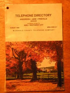 1980 Anderson MO Directory Phone Book Noel Jane Old Telephone Vintage