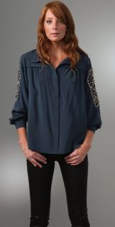 Charlotte Ronson Embroidered Oversized Shirt