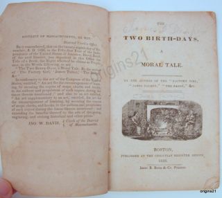 1826 The Two Birth Days A Moral Tale Sarah Savage Juvenile Birthdays