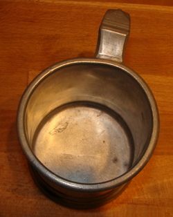 Antique English Pewter Handled Mug Pint Marshall C 1820