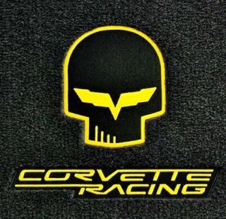 Lloyd Mats Velourtex Front Floor Mats Yellow Jake Corvette Racing Logo