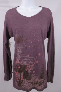 New Jakes Dry Goods Womens Long Sleeve Thermal Graphic T Shirt Purple