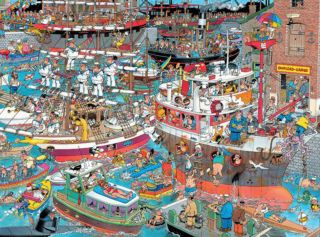 Crazy Harbor Cartoon Art Jan van Haasteren 1500 Piece Jigsaw Puzzle