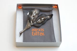 New Alexis Bittar Jeweled Gray Flower Pin Brooch $395