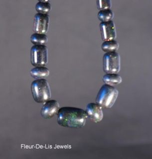 Jay King Mine Finds Black Opal Necklace Sterling Silver Fire
