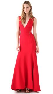 Reem Acra Deep V Gown with Lace Trim