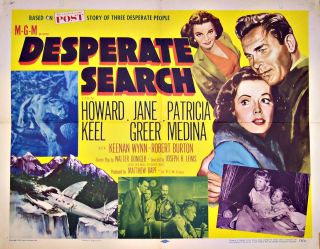 Desperate Search 1952 Howard Keel Jane Greer Original 22x28 Movie