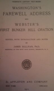 Very RARE Washingtons Farewell Address Websters First Bunker Hill