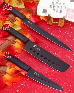 Japanese Yanagi Deba Santoku Nakiri Chef Knife Black SS