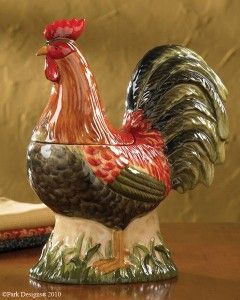 New Park Design Countryside Ceramic Rooster Cookie Jar Bright Colors