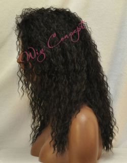 Long Curly Human Hair and Premium Fiber Blend Full Wig