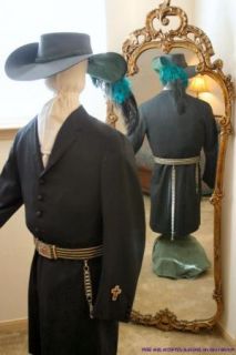  Long Black Trench Coat Civil War Style Officers Uniform Costume