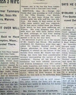 1923 Newspaper George Jay Gould I Death King Tutankhamens Tomb Curse