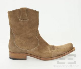 Jean Baptiste Rautureau Brown Suede Mens White Topstitched Ed Boots