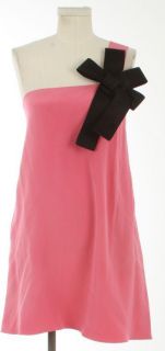 Jay Godfrey Pink Silk Black Bow 1 Shoulder Dress 4 New