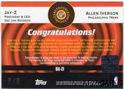 Jay Z Allen Iverson 2005 Topps Pristine Doubles Act Dual Auto