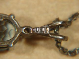 Vintage Jed Sterling Silver Diamond Blue Topaz Pendant Necklace 2 4