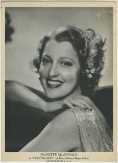Jeanette MacDonald Vintage 1930s Large 5x7 Aquatoned in USA Trading