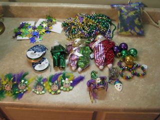 Mardi Gras Party Supply Lot Decor Jewelry Dolls Masks