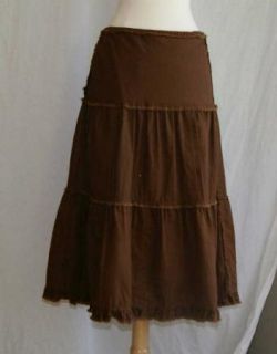 Anthropologie Sitwell Brown Long Peasant Skirt 6 Small S