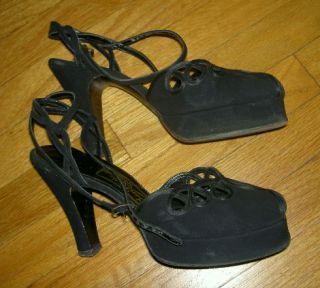 Jenna Fischer Black Suede Heels Shoes Worn in Walk Hard The Dewey Cox