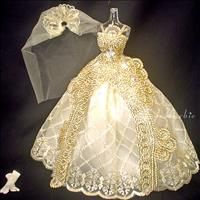 Wedding Gown for Vintage Barbie Dolls Gold 03