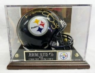 Jerome Bettis The Bus #36 Signed Mini Football Helmet Case Pittsburgh