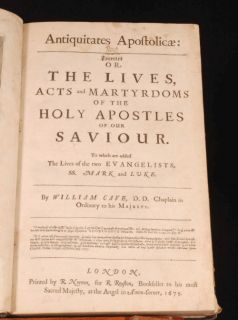 1675 Antiquitates Lives Jesus Apostles Taylor Cave 1st